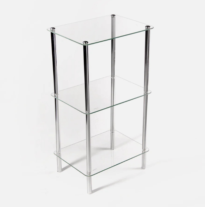 3 Tier Glass Stand W Chrome