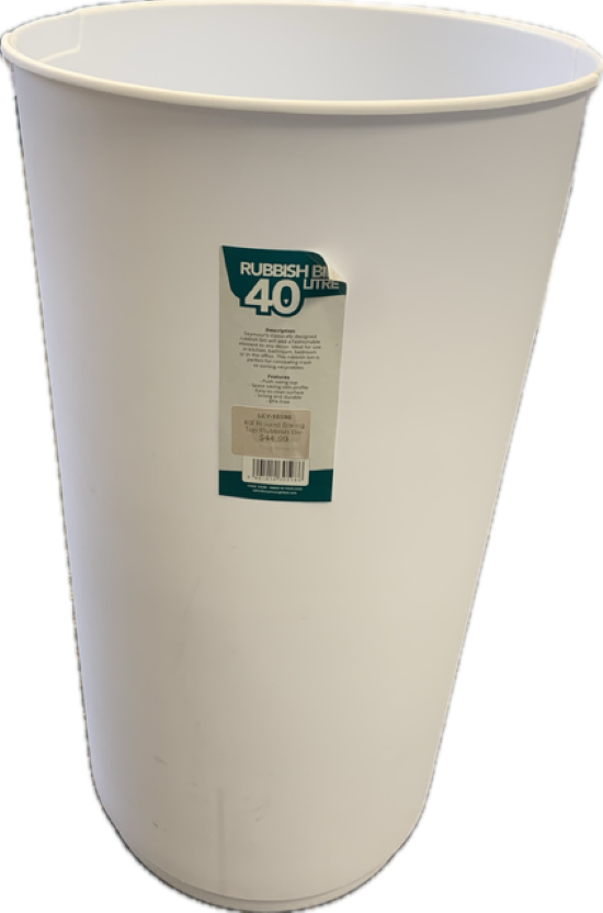 Seymours Round Bin 40L White - No Lid