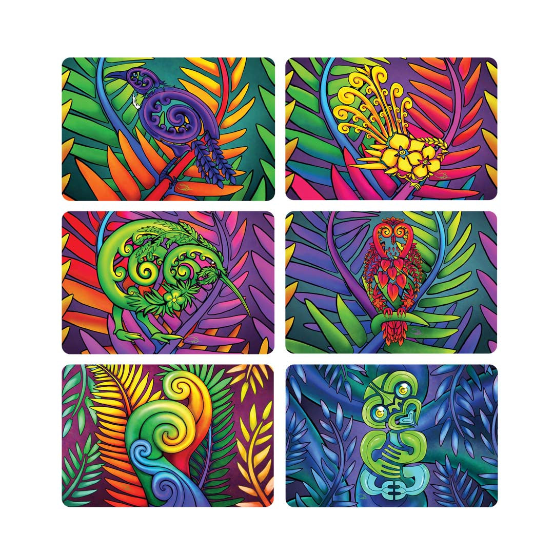 Coaster Set of 6 Bright Art  by Sophie Blokker