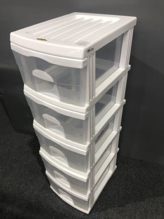 Taurus A3 Storage Tower - 5 Drawers, White