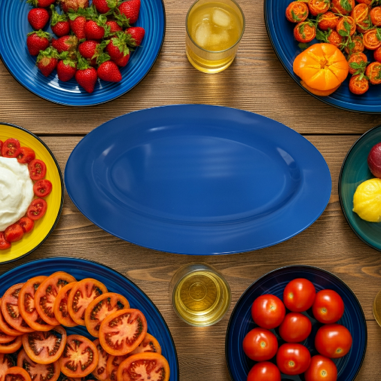 Melamine Oval Platter 16" Blue WAS $9.99 NOW