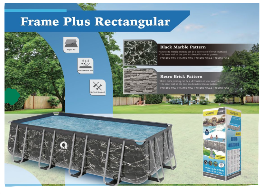 Avenli 5.40m x 2.5m x 1.22m (17.7'x 8.2'x 48") Frame Plus Rect Pool Set