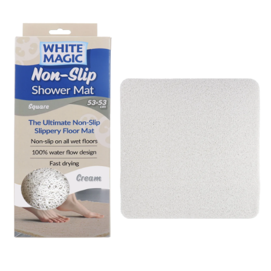 White Magic Non-Slip Shower Mat Square