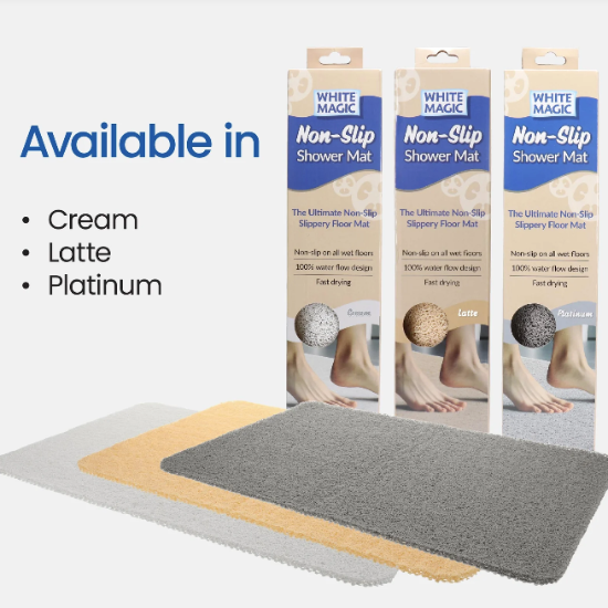 White Magic Non-Slip Shower Mat Square