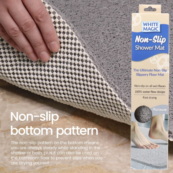 White Magic Non-Slip Shower Mat Square
