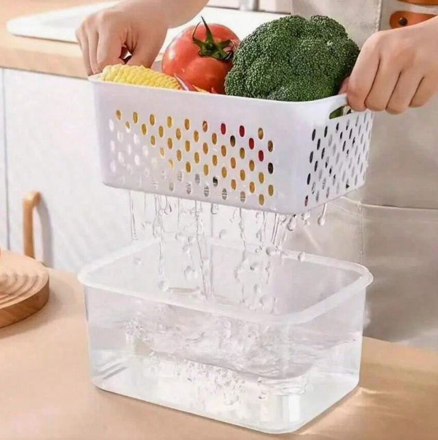 Clip Lid Box W Strainer Basket