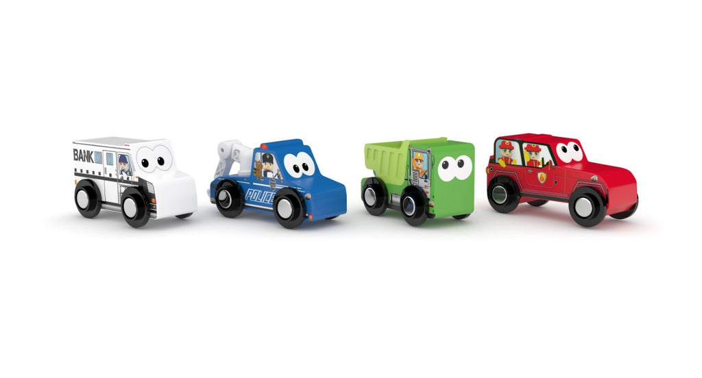 J'adore Wooden Vehicles Tube Set of 4