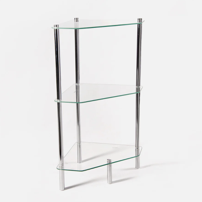 3 Tier Glass Stand W Chrome