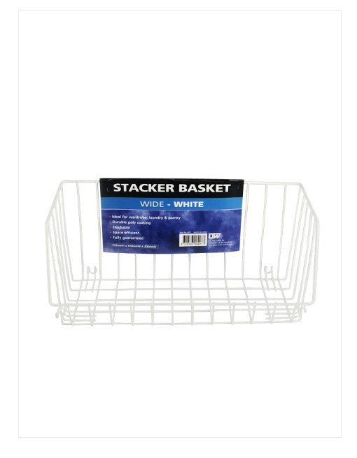 Stacker Basket, Half Wide, White