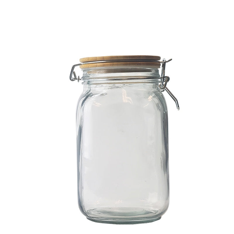 Glass Jar Square with Bamboo Lid 1250ml