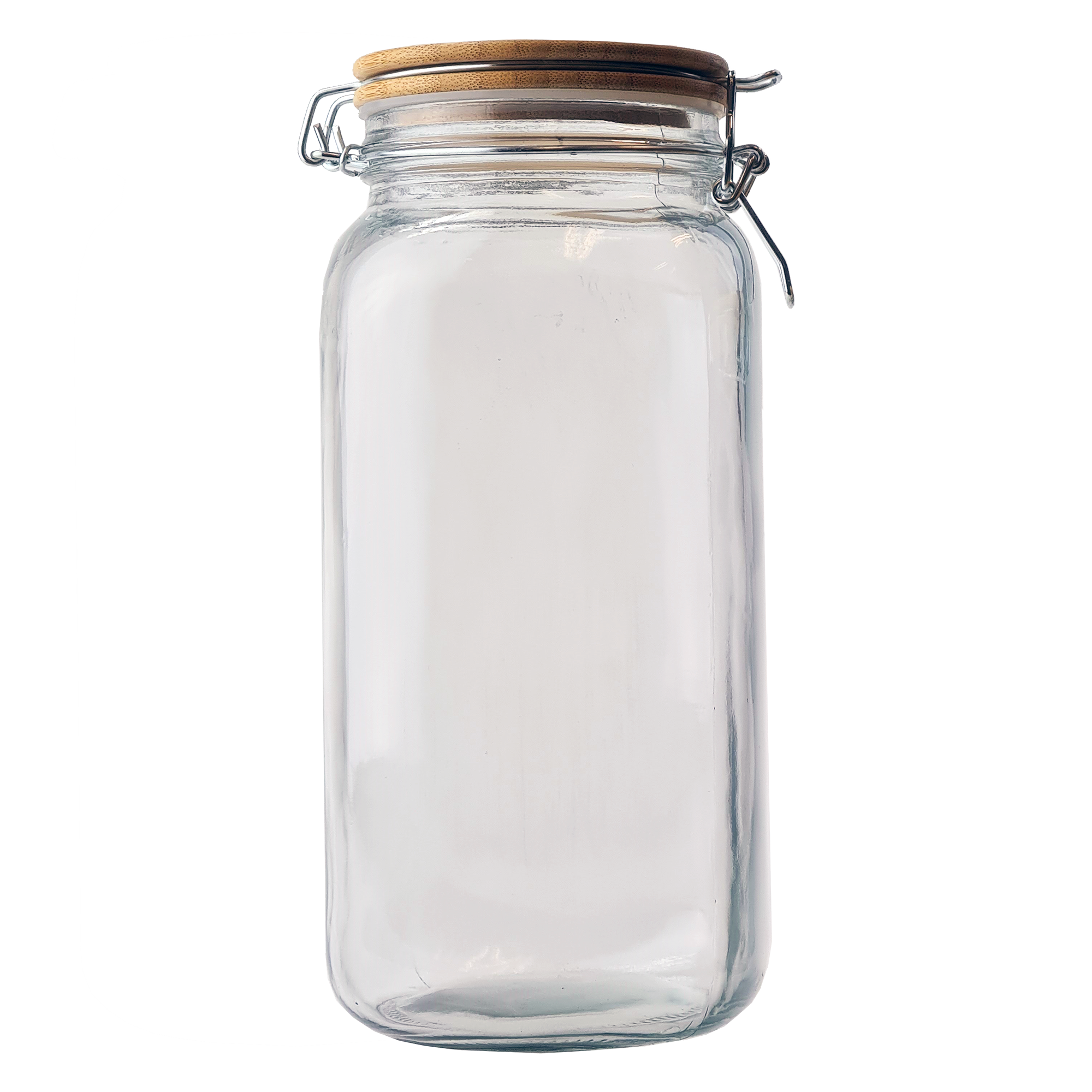 Kates Square Glass Jar with Bamboo Lid 1.75L