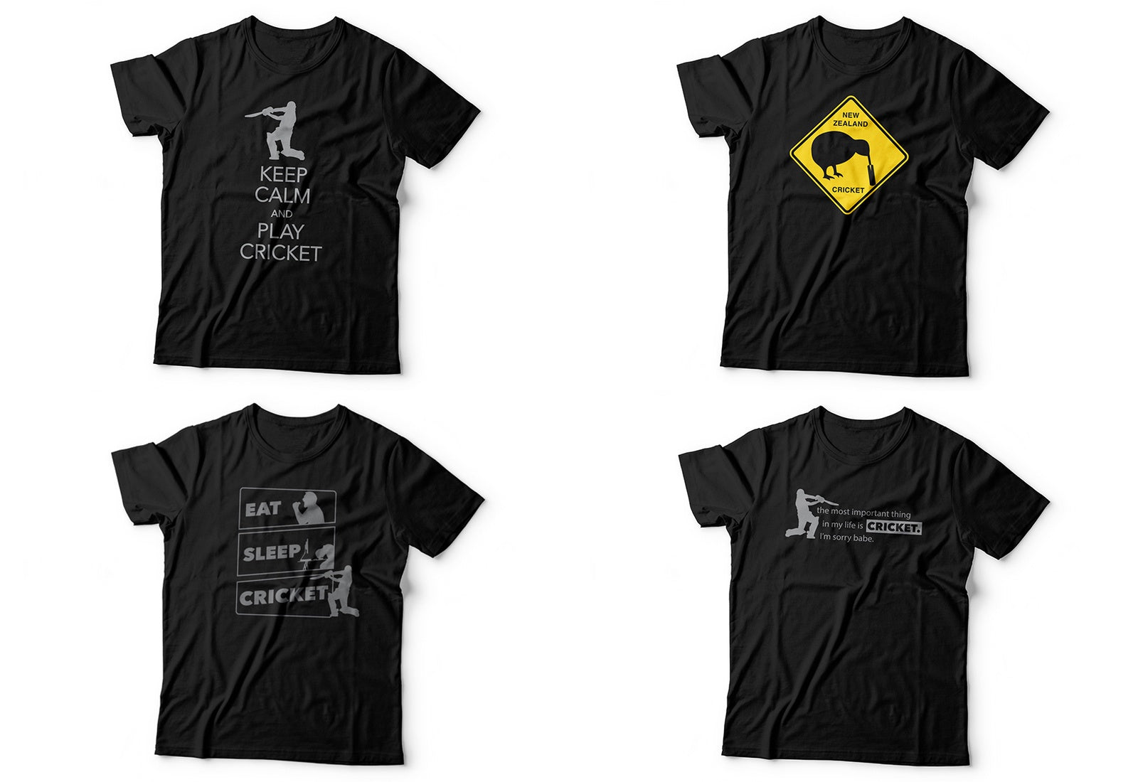 T-Shirt Cricket Themes Black