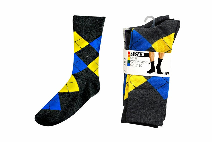 Mens Cotton Rich Crew Socks 3pk 7-10#