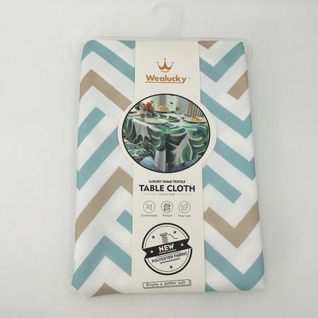Luxury Table Cloth (140x180cm) Chevron Taupe/Aqua
