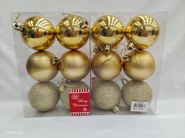 Christmas Decoration Ball (6pcs, 6cm) Gold