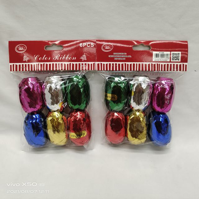 Colour Foil Ribbon Rolls 6Pk