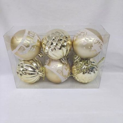 6pcs Christmas Decoration Ball ( 6cm ) Gold Patterned