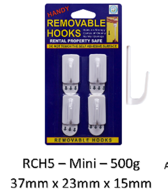 Removable Hook - Mini – 500g Card of 4