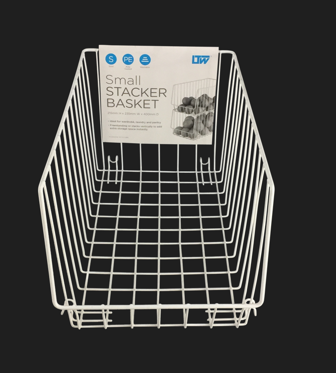 Stacker Basket, Half Narrow, White