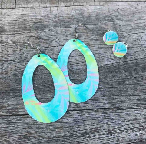 Loop Drop Earring Set, S/Steel Studs, Tribal Earth
