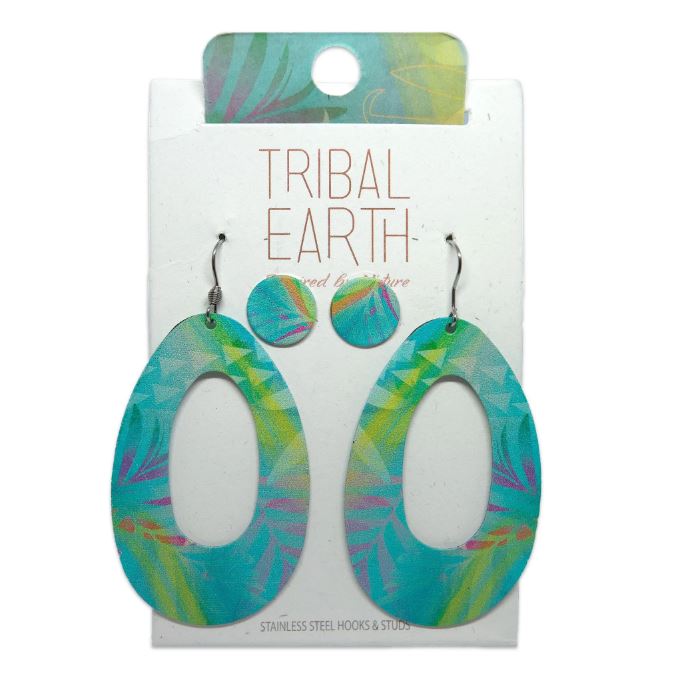 Loop Drop Earring Set, S/Steel Studs, Tribal Earth