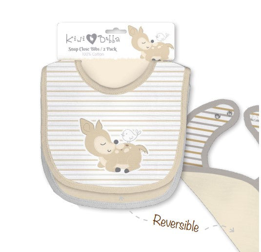 Snap Close Bibs 2 Pack Reversible 100% Cotton