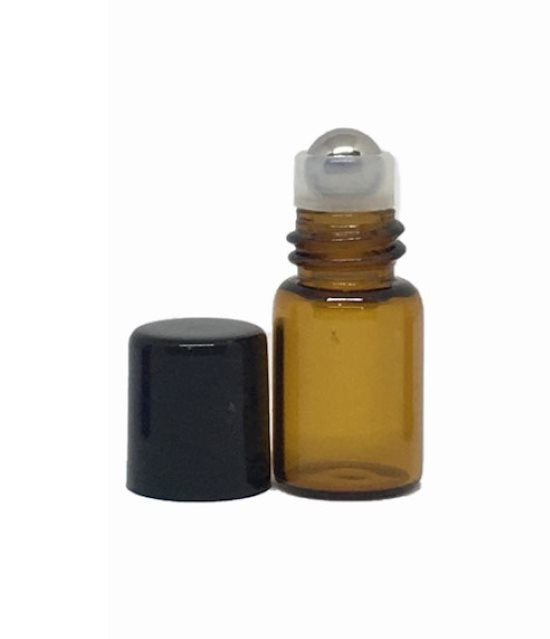 Euro Amber Bottle, 15mls W Roller, & Cap