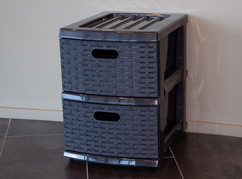 Taurus A3 Weave Storage Tower - 2 Drawer, Charcoal