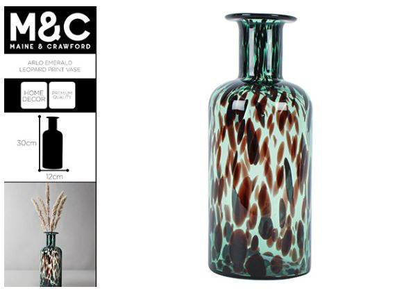 Arlo Emerald Leopard Print Vase H30 X D12cm