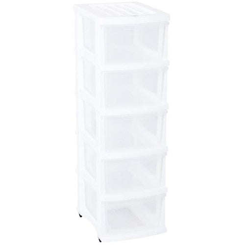 Taurus A3 Storage Tower - 5 Drawers, White