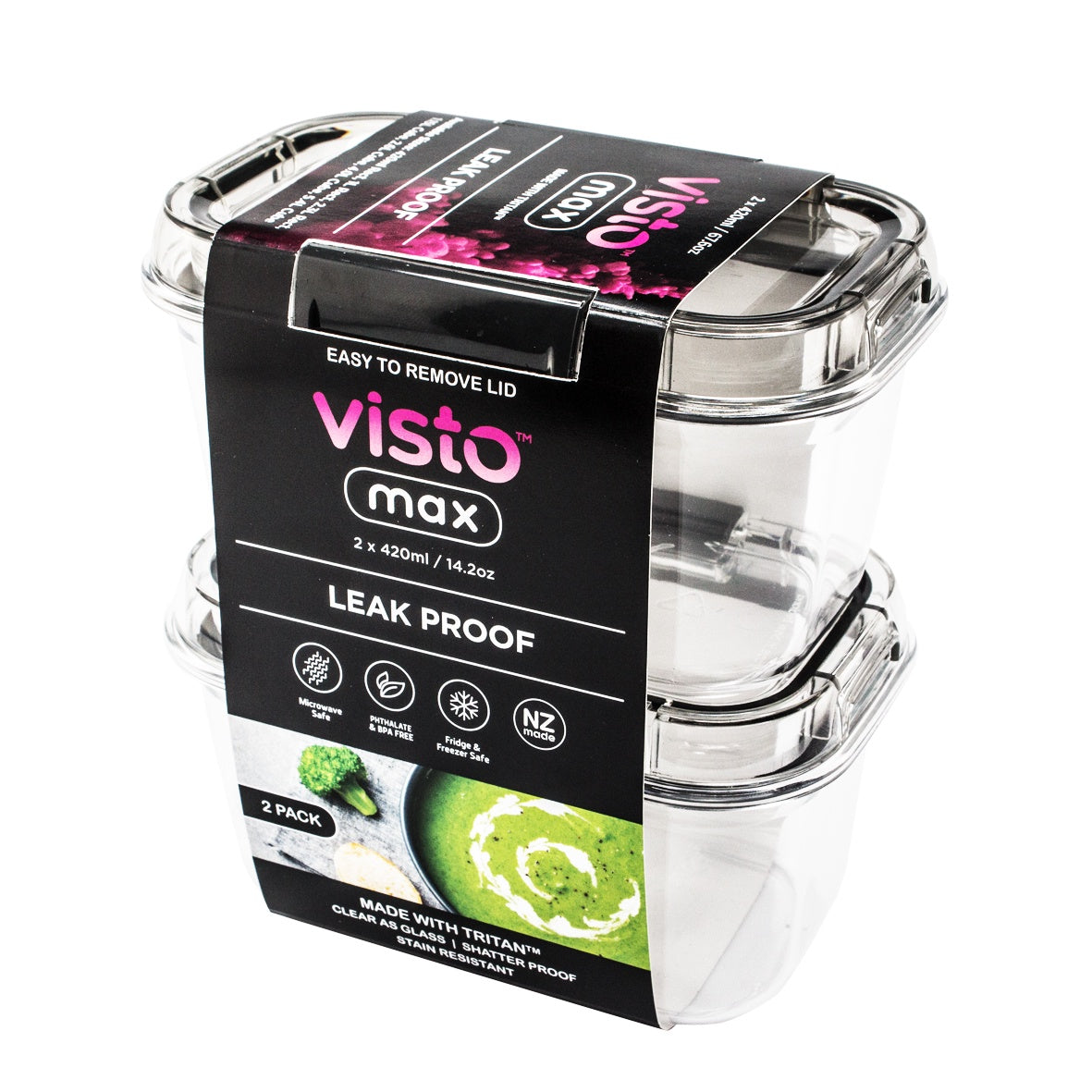 Visto Max 420ml Food Storage Container – Twin Pack (Charcoal)