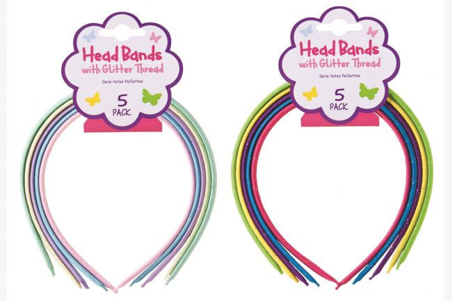Headband W/Glitter Thread 5pk