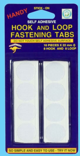 Hook and Loop White Die Cuts – 22mm Card of 16