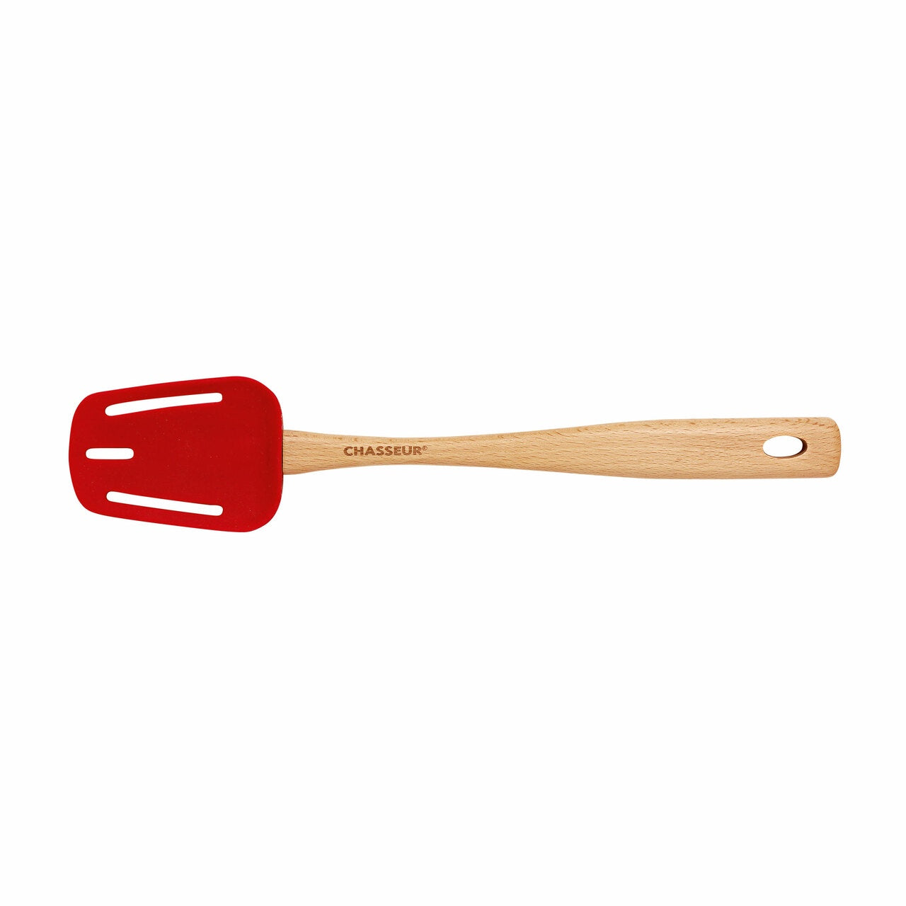 Chasseur Silicone Slotted,Spoon,Wooden Handle Red