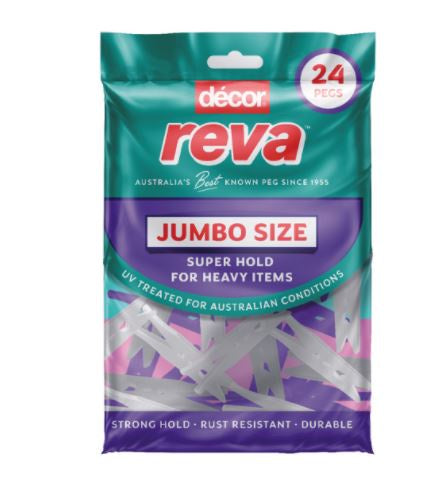 Décor Reva Superhold Pegs 24 Pack Jumbo Size