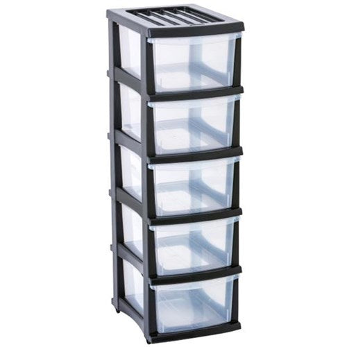 Taurus A3 Storage Tower - 5 Drawers, Grey