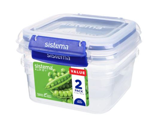 Sistema® KLIP IT PLUS™ 1.15L Square - 2 Pack