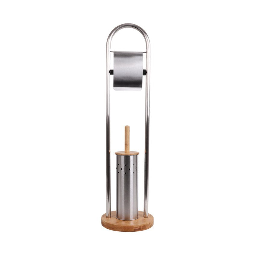 Eco Basics Toilet Roll Dispenser + Brush - S/Steel
