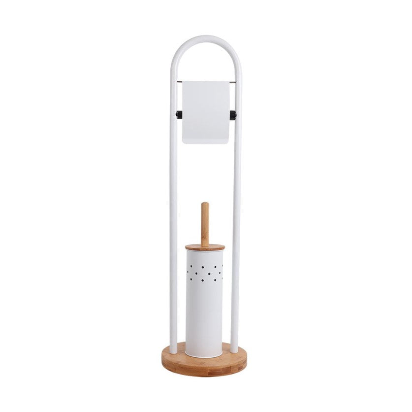 Eco Basics Toilet Roll Dispenser + Brush - White